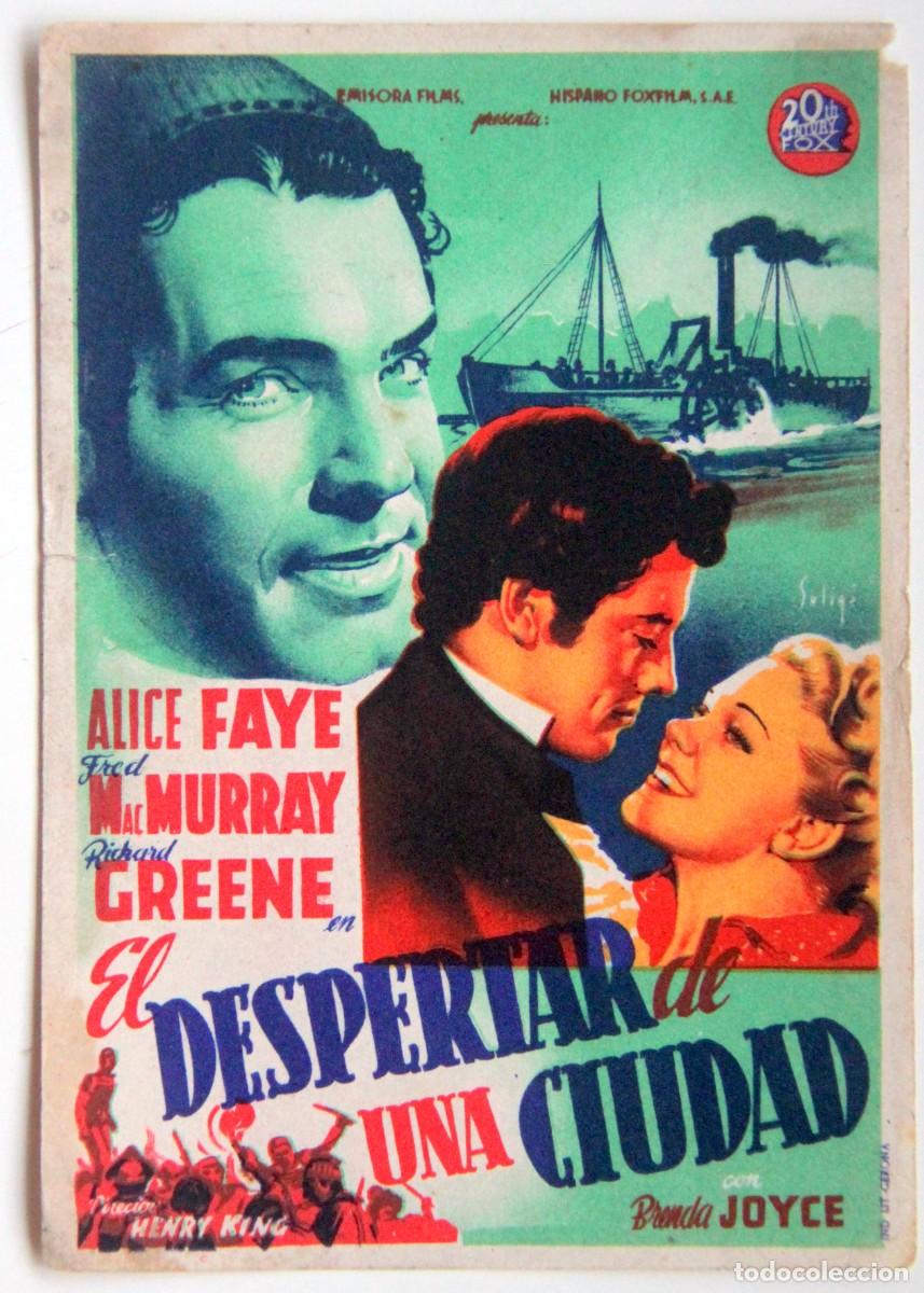 Folhetos de m&atilde;o de filmes antigos de cinema: EL DESPERTAR DE UNA CIUDAD, FRED MACMURRAY - PROGRAMA DE MANO