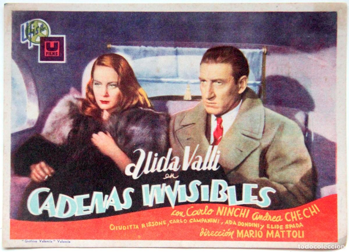 Folhetos de m&atilde;o de filmes antigos de cinema: ALIDA VALLI, CADENAS INVISIBLES - PROGRAMA DE MANO