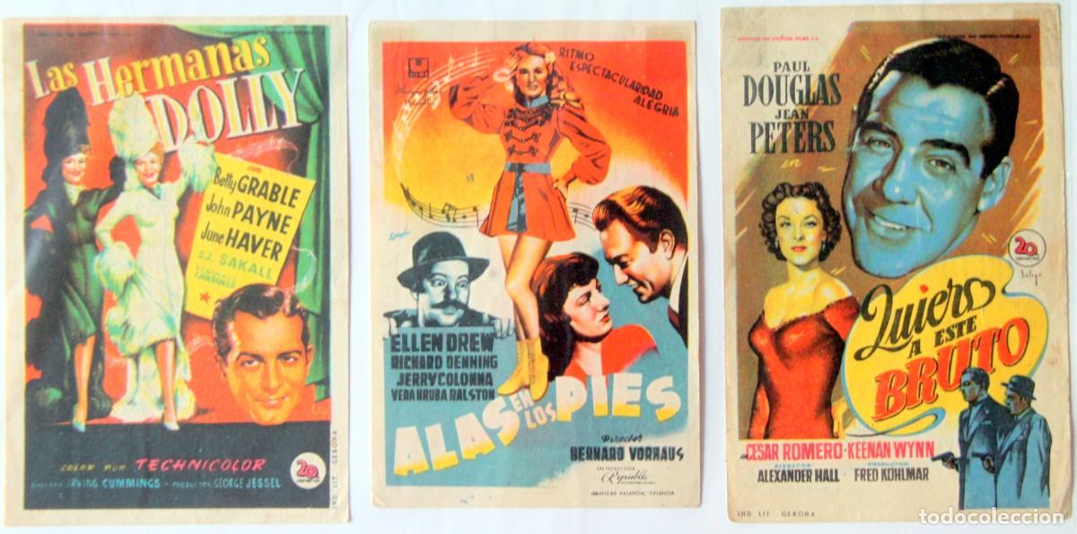 Cine: LAS HERMANAS DOLLY, ALAS EN LOS PIES, QUIERO A ESE BRUTO - LOTE 3 PROGRAMAS DE MANO