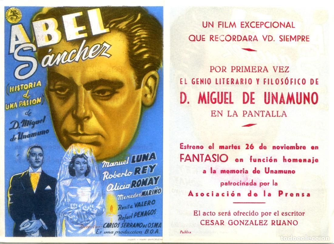 Cinema: FOLLETO DE MANO ORIGINAL ABEL S&Aacute;NCHEZ (HISTORIA DE UNA PASION) BARCELONA