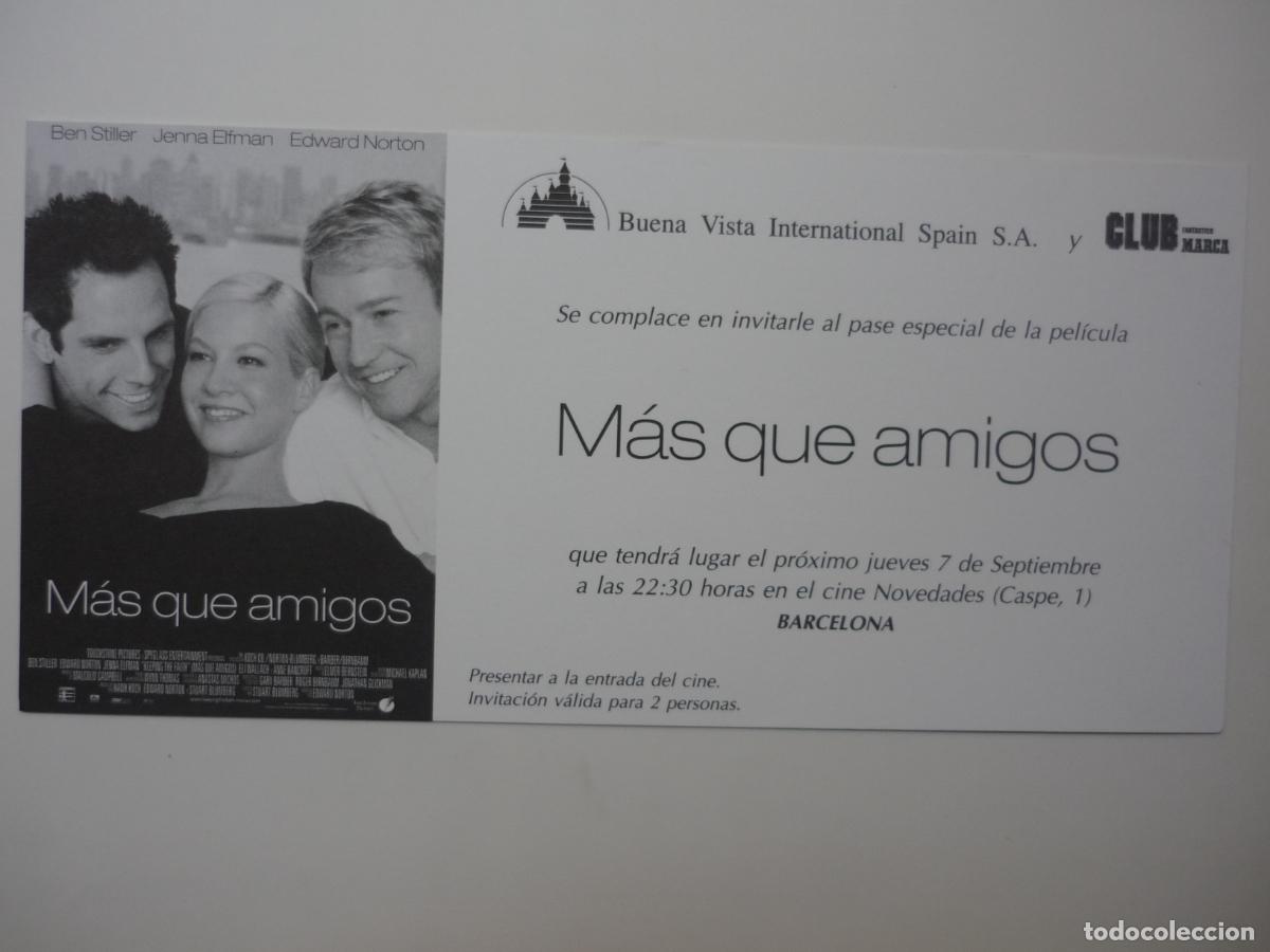 Cinema: mas que amigos - folleto mano invitacion preestreno - edward norton jenna elfman