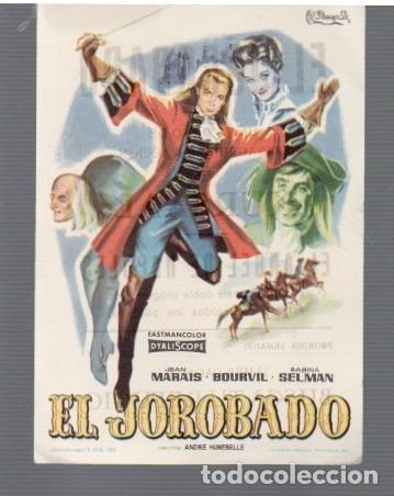 Cinema: FOLLETO DE MANO T&Iacute;TULO EL JOROBADO CON JEAN MARAIS SALA KURSAAL