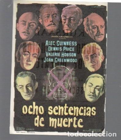 Cine: FOLLETO DE MANO T&Iacute;TULO OCHO SENTENCIAS DE MUERTE CON ALEC GUINNESS SALA KURSAAL EL A&Ntilde;O 1963