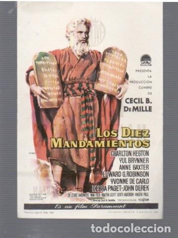 Cinema: FOLLETO DE MANO T&Iacute;TULO LOS DIEZ MANDAMIENTOS CHARLTON HESTON SALA KURSAAL EL A&Ntilde;O 1963
