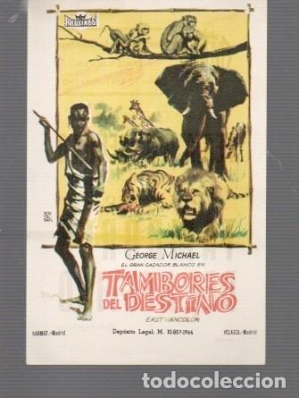Folhetos de m&atilde;o de filmes antigos de cinema: FOLLETO DE MANO T&Iacute;TULO TAMBORES DEL DESTINO CON GEORGE MICHAEL TEATRO AVENIDA REUS DEL A&Ntilde;O 1965