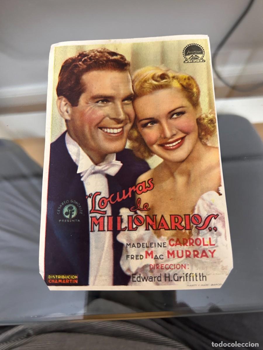 Folhetos de m&atilde;o de filmes antigos de cinema: &ordm;968 LOCURAS DE MILLONARIOS TEATRO PRINCIPAL PONFERRADA CON PUBLICIDAD CORRECTO