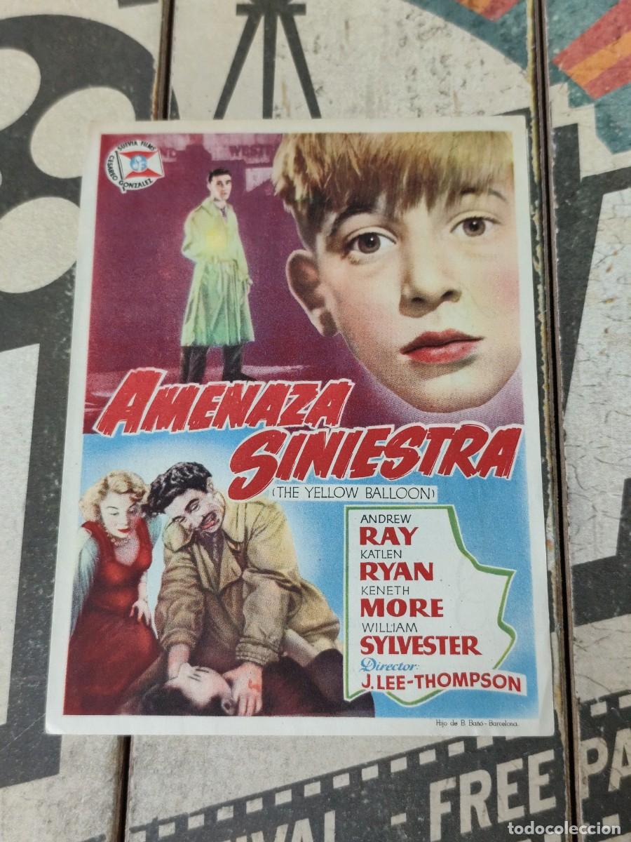  Foglietti di film di film antichi di cinema: Amenaza siniestra con publicidad Gran Teatro Iris Zaragoza