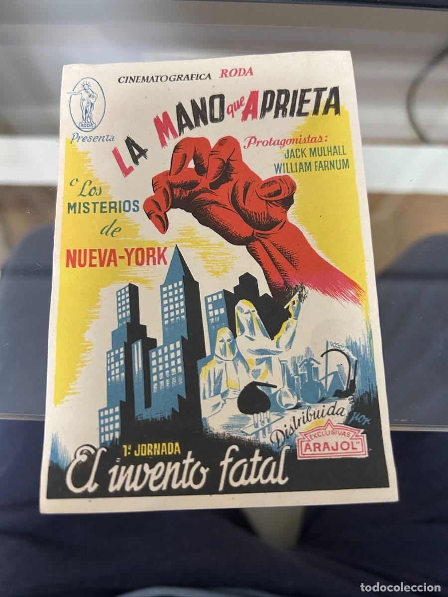 Cinema: &ordm;1006 LA MANO QUE APRIETA 1&ordf; JORNADA ARAJOL LOS MISTERIOS DE NUEVA-YORK EL INVENTO FATAL BUEN ESTADO