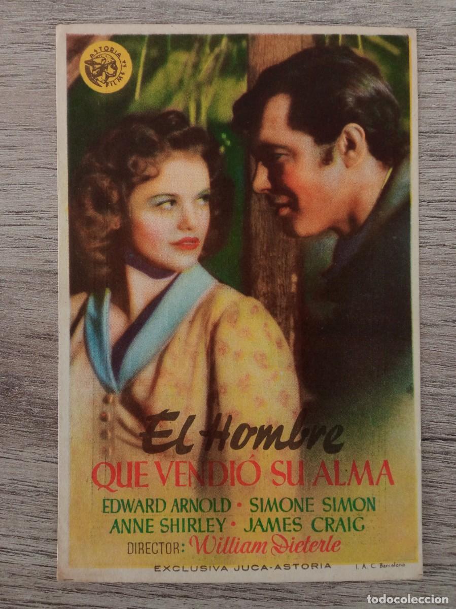  Foglietti di film di film antichi di cinema: EL HOMBRE QUE VENDI&Oacute; SU ALMA, SIMONE SIMON, CINE RAMBLA, L&Eacute;RIDA