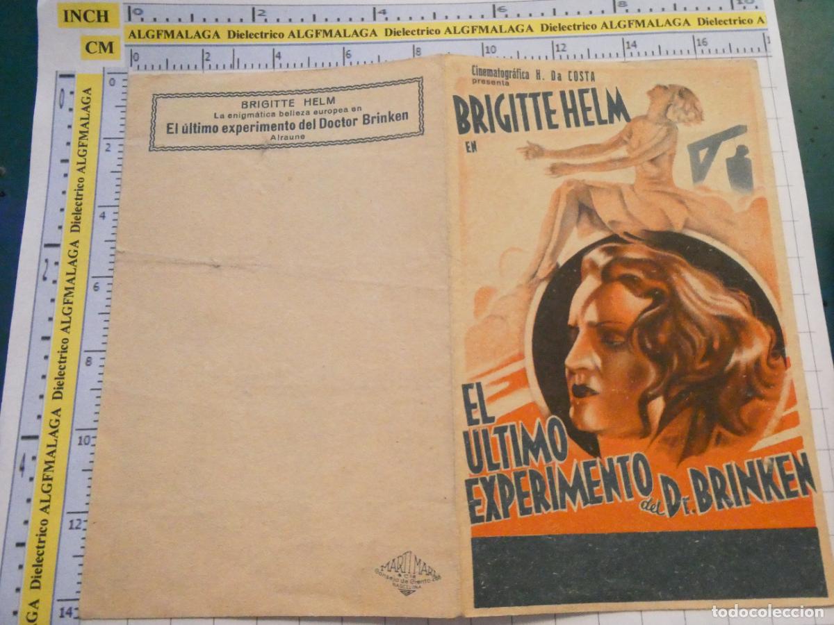 Cine: PROGRAMA DE MANO. CINE. PEL&Iacute;CULA. EL &Uacute;LTIMO EXPERIMENTO DEL DR BRINKEN. 505 - Foto 1