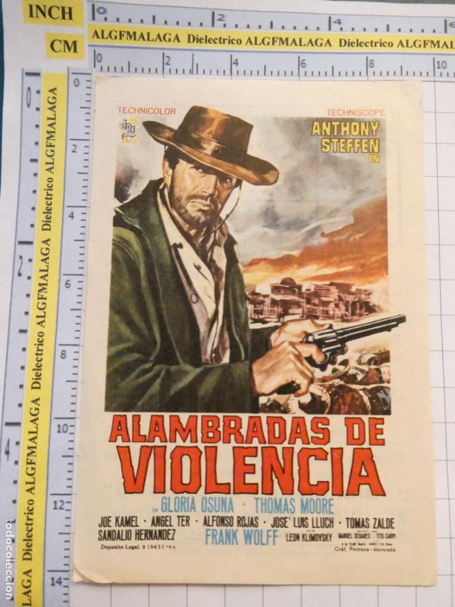 Folhetos de m&atilde;o de filmes antigos de cinema: PROGRAMA DE MANO. CINE. PEL&Iacute;CULA. ALAMBRADAS DE VIOLENCIA. CINE SAN EUFRASIO ANDUJAR JAEN. 509