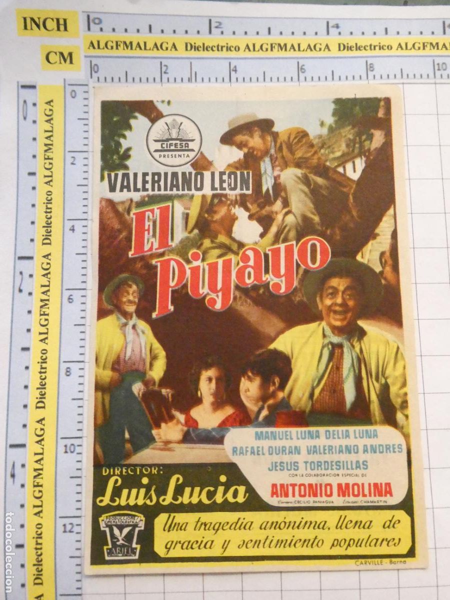 Folhetos de m&atilde;o de filmes antigos de cinema: PROGRAMA DE MANO. CINE. PEL&Iacute;CULA. EL PIYAYO CINE REGIO GRANADA. 516