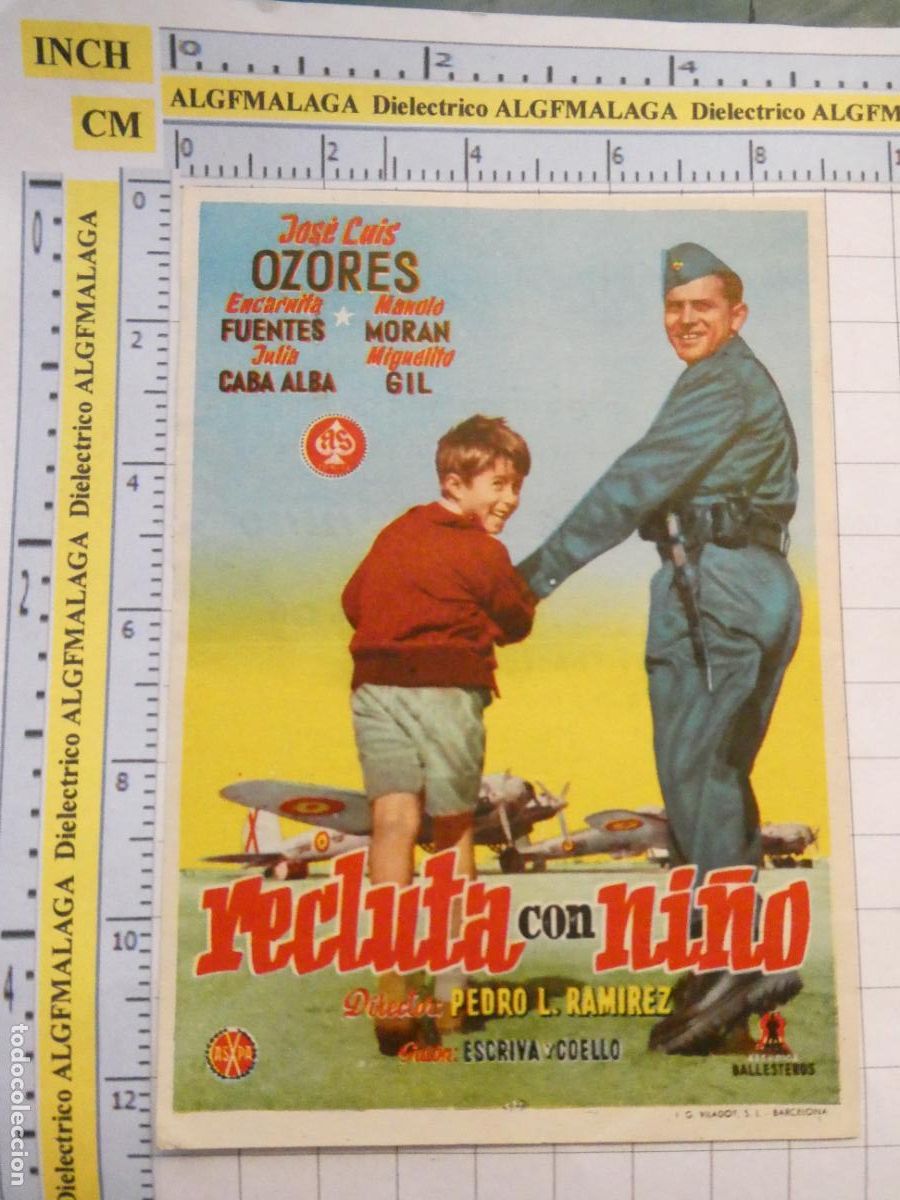Folhetos de m&atilde;o de filmes antigos de cinema: PROGRAMA DE MANO. CINE. PEL&Iacute;CULA. RECLUTA CON NI&Ntilde;O GRAN TEATRO ISABEL CAT&Oacute;LICA GRANADA. 517