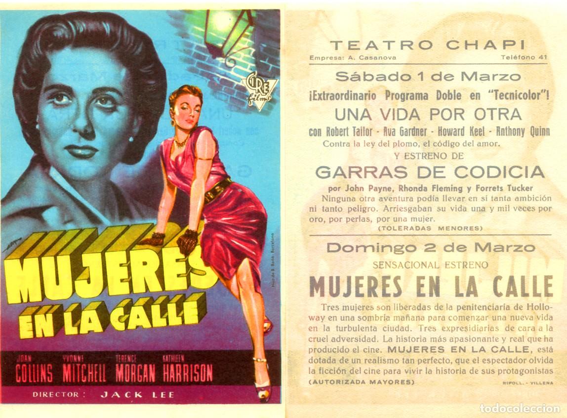Cinema: FOLLETO DE MANO ORIGINAL MUJERES EN LA CALLE CINE TEATRO CHAPI VILLENA ALICANTE