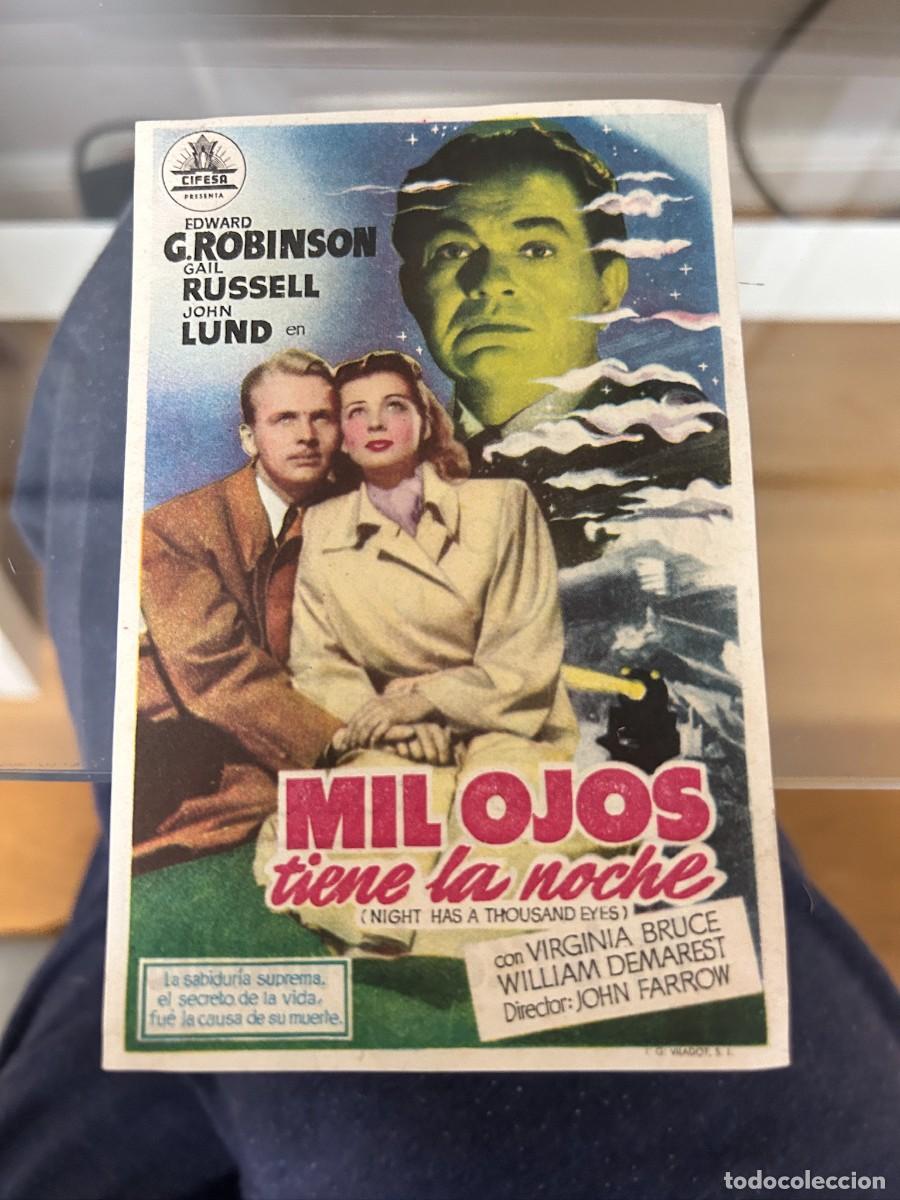 Foglietti di film di film antichi di cinema: &ordm;1084 MIL OJOS TIENE LA NOCHE CINE MONTERROSA REUS CON PUBLICIDAD BUEN ESTADO