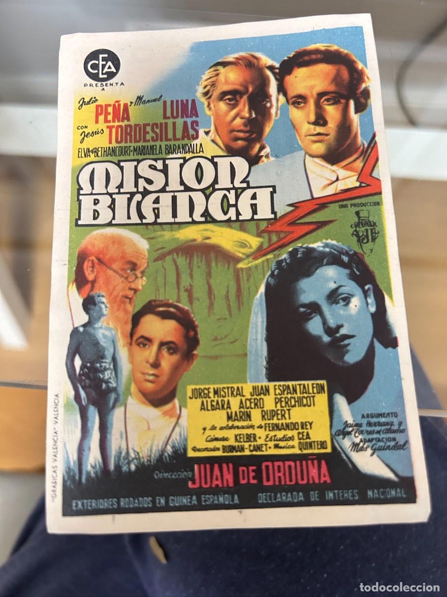 Folhetos de m&atilde;o de filmes antigos de cinema: &ordm;1099 MISION BLANCA CINEMA GOYA ZARAGOZA BUEN ESTADO CON PUBLICIDAD