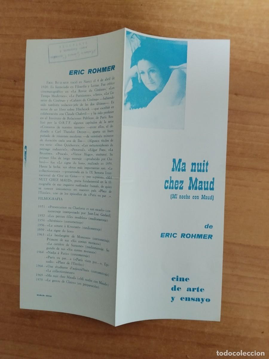  Foglietti di film di film antichi di cinema: PROGRAMA DE CINE SALA ARTE Y ENSAYO--MI NOCHE CON MAUD
