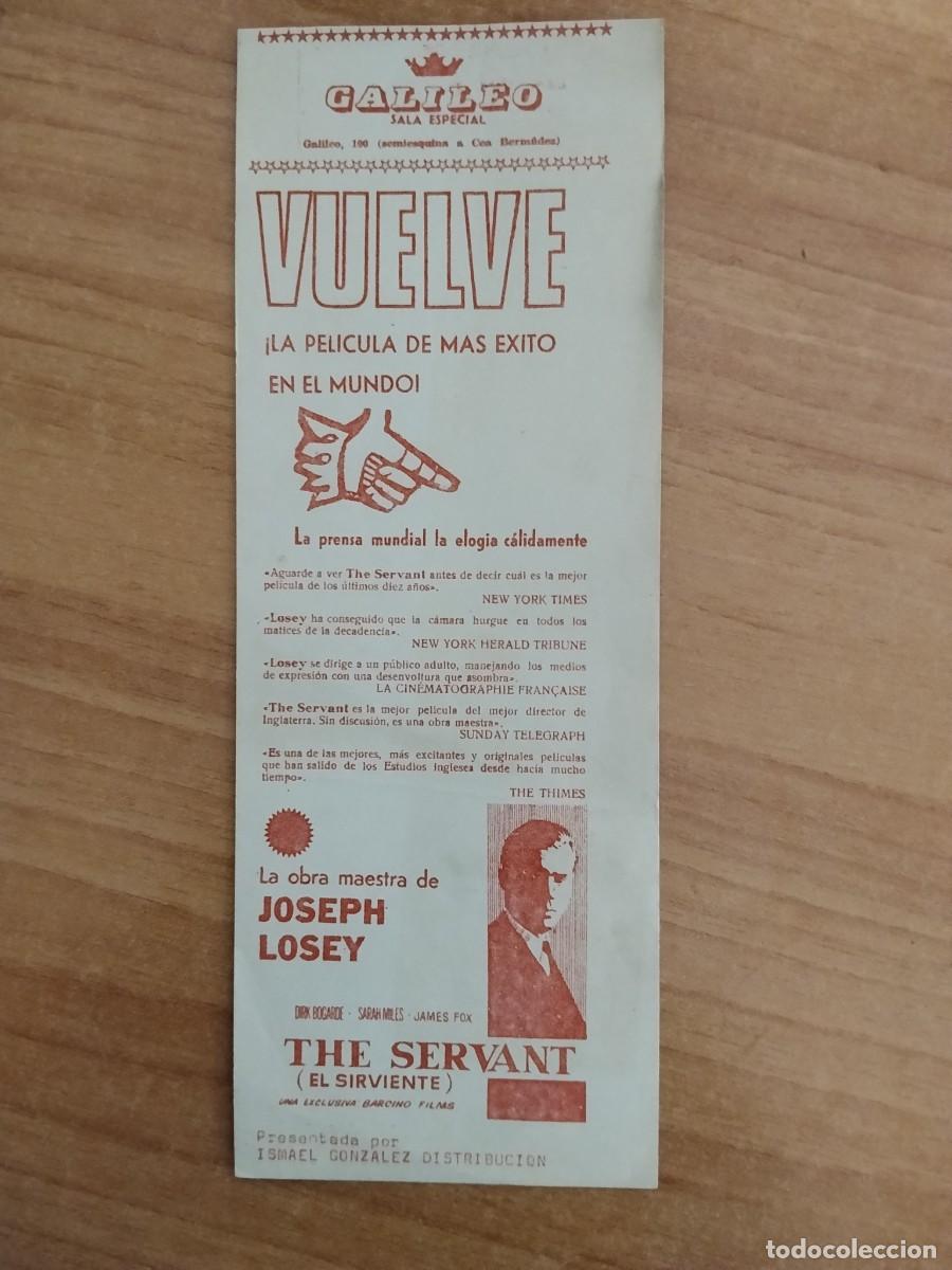  Foglietti di film di film antichi di cinema: PROGRAMA DE CINE SALA ARTE Y ENSAYO--EL SIRVIENTE
