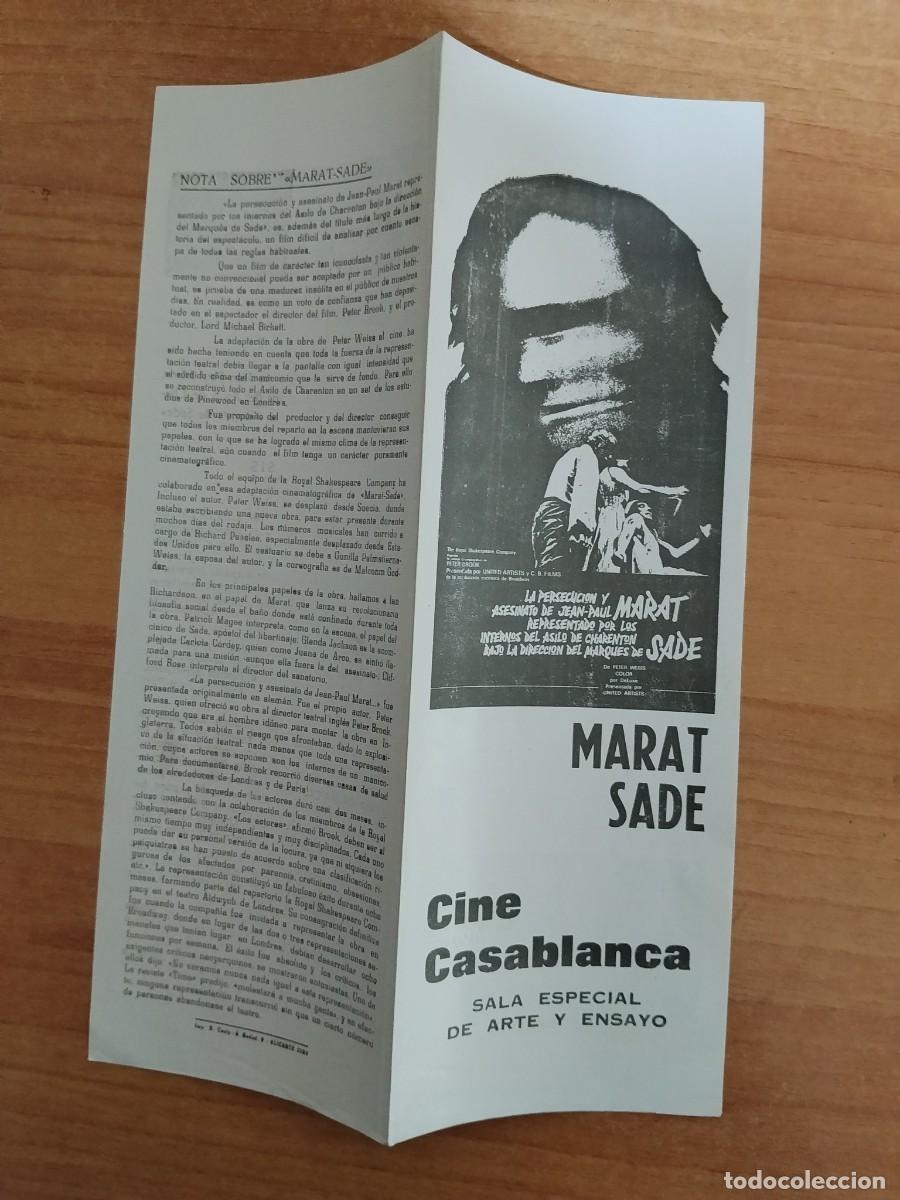  Foglietti di film di film antichi di cinema: PROGRAMA DE CINE SALA ARTE Y ENSAYO--MARAT SADE