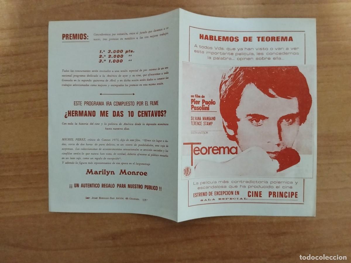  Foglietti di film di film antichi di cinema: PROGRAMA DE CINE SALA ARTE Y ENSAYO--TEOREMA