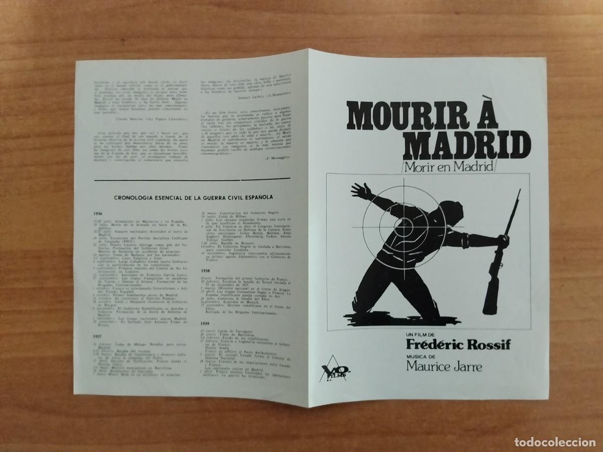  Foglietti di film di film antichi di cinema: PROGRAMA DE CINE SALA ARTE Y ENSAYO--MORIR EN MADRID