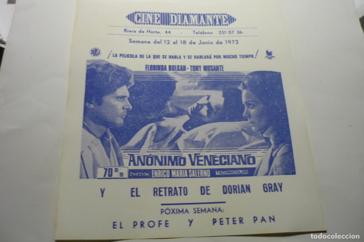 Cine: programa locan anonimo veneciano.-cine diamante