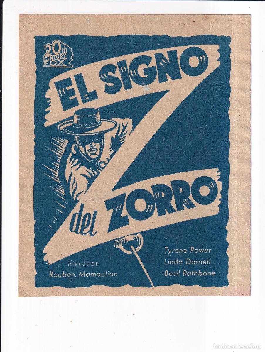 Cine: EL SIGNO DEL ZORRO : TYRONE POWER .- CON PUBLICIDAD
