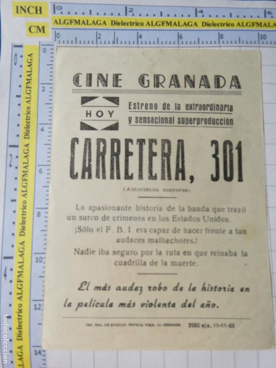 Cine: PROGRAMA DE MANO. CINE. PEL&Iacute;CULA. CARRETERA 201 CINE GRANADA. 530 - Foto 2
