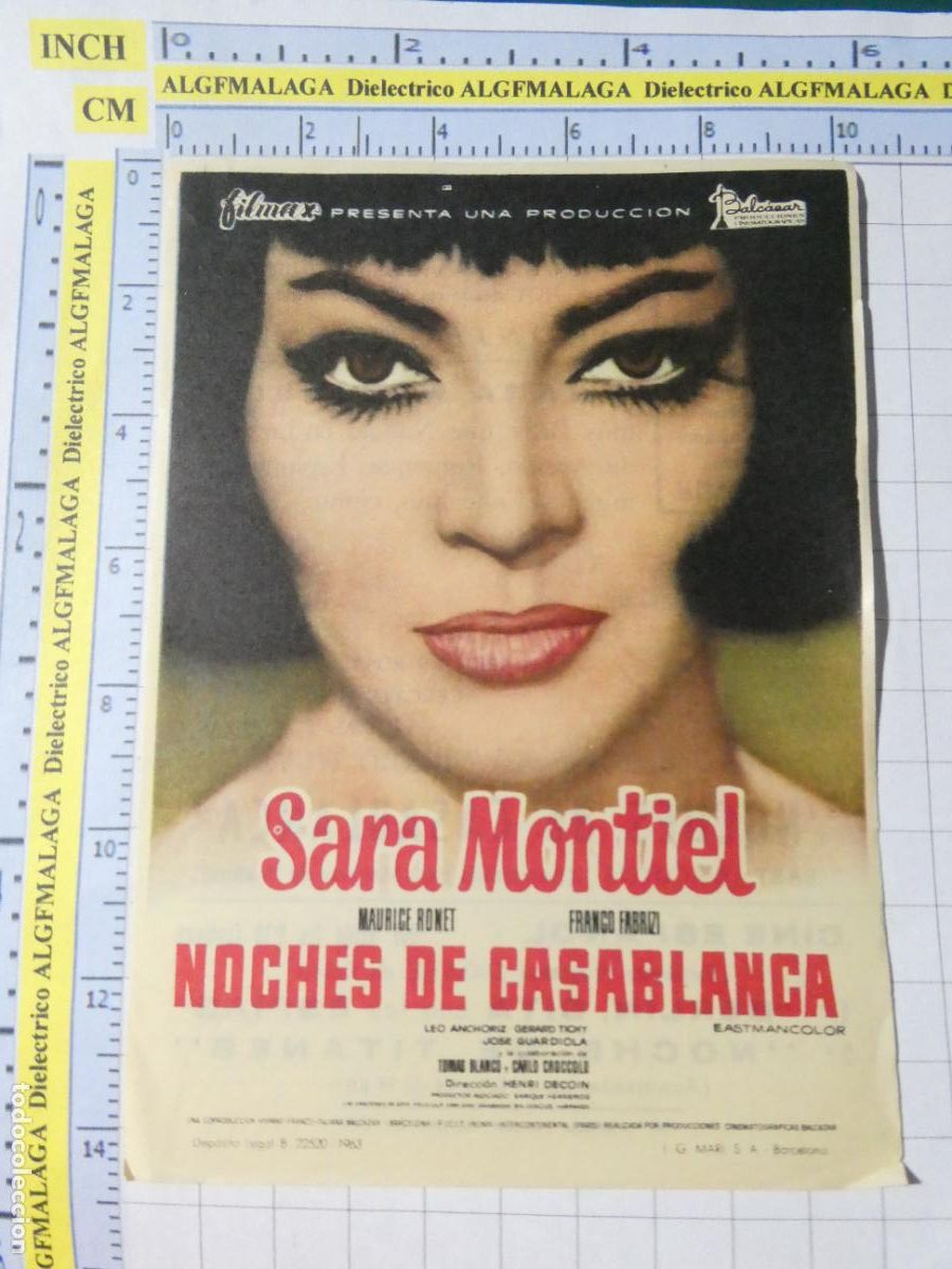 Cine: PROGRAMA DE MANO. CINE. PEL&Iacute;CULA. NOCHES DE CASABLANCA SARA MONTIEL CINE TIVOLI ANDUJAR JAEN. 533