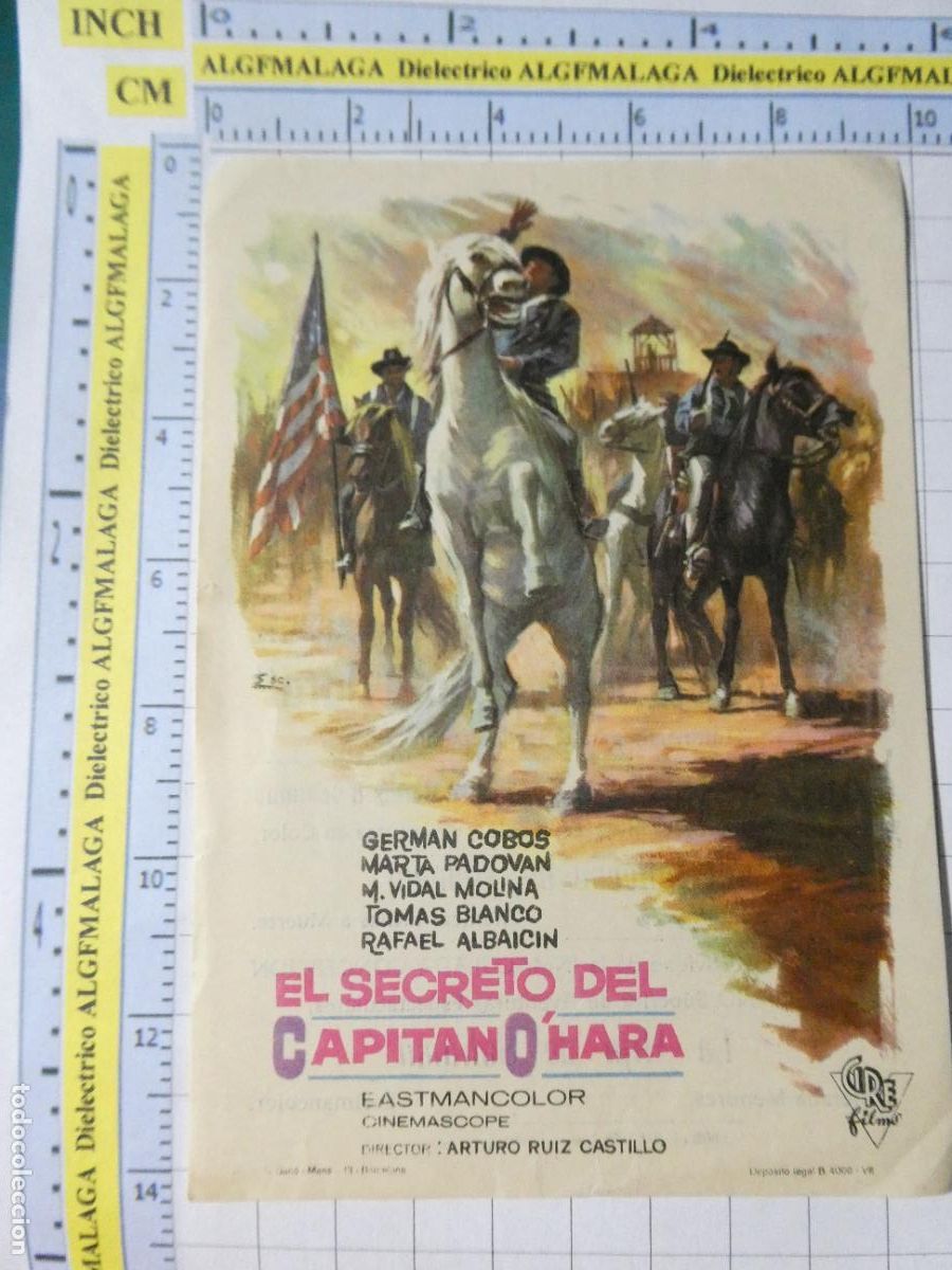 Cine: PROGRAMA DE MANO. CINE. PEL&Iacute;CULA. EL SECRETO DEL CAPIT&Aacute;N O'HARA CINE TIVOLI AND&Uacute;JAR JAEN. 536