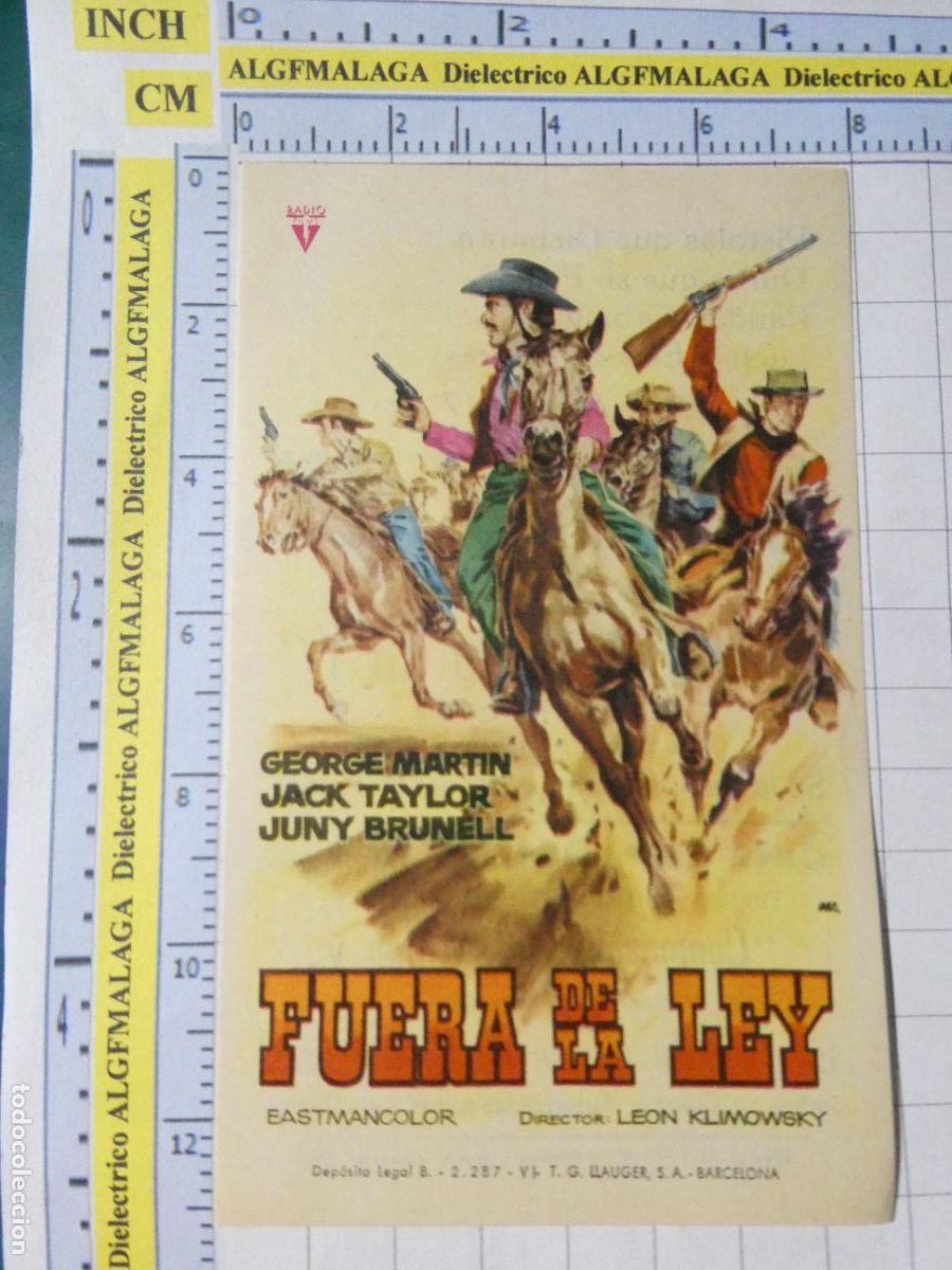 Cine: PROGRAMA DE MANO. CINE. PEL&Iacute;CULA. FUERA DE LA LEY CINE TIVOLI AND&Uacute;JAR JAEN. 537