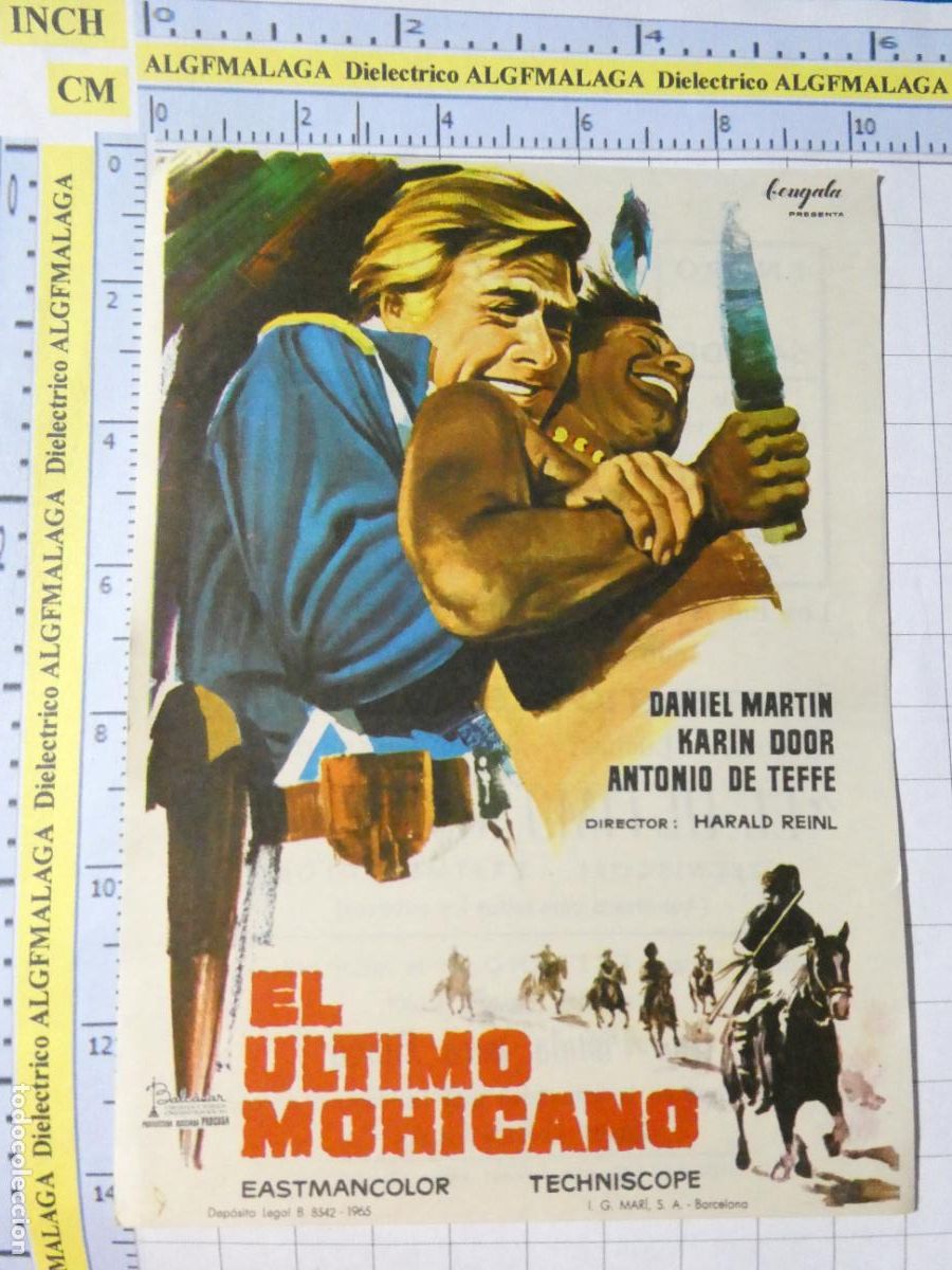 Cine: PROGRAMA DE MANO. CINE. PEL&Iacute;CULA. EL &Uacute;LTIMO MOHICANO CINE TIVOLI AND&Uacute;JAR JAEN. 541