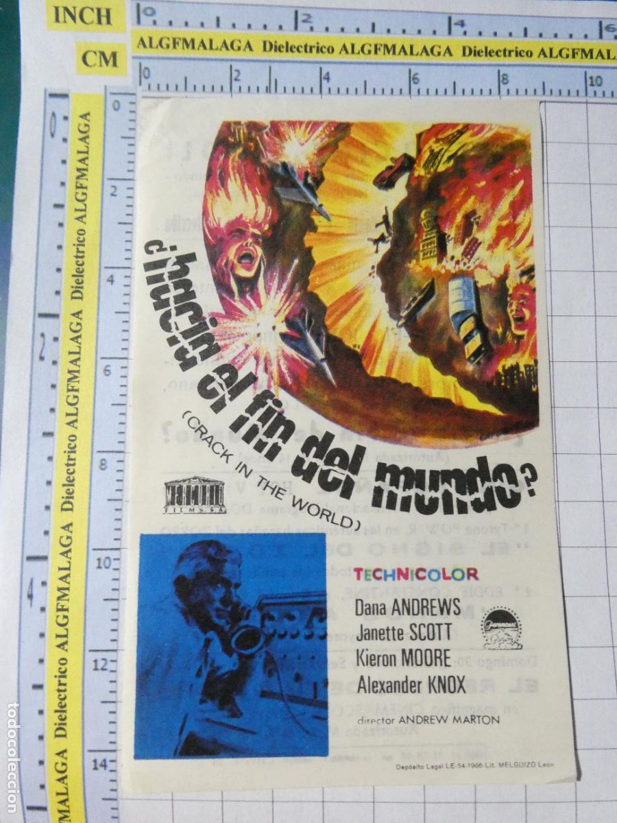 Cine: PROGRAMA DE MANO. CINE. PEL&Iacute;CULA. HACIA EL FIN DEL MUNDO CINE TIVOLI AND&Uacute;JAR JAEN. 542