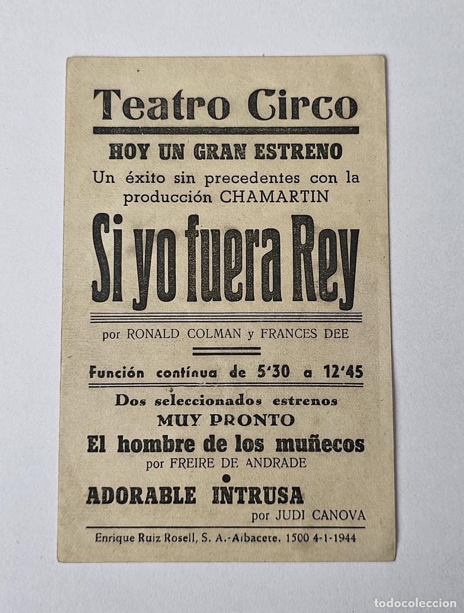 Cine: PROGRAMA DE MANO - SI YO FUERA REY - FRANK LLOYD - Foto 2