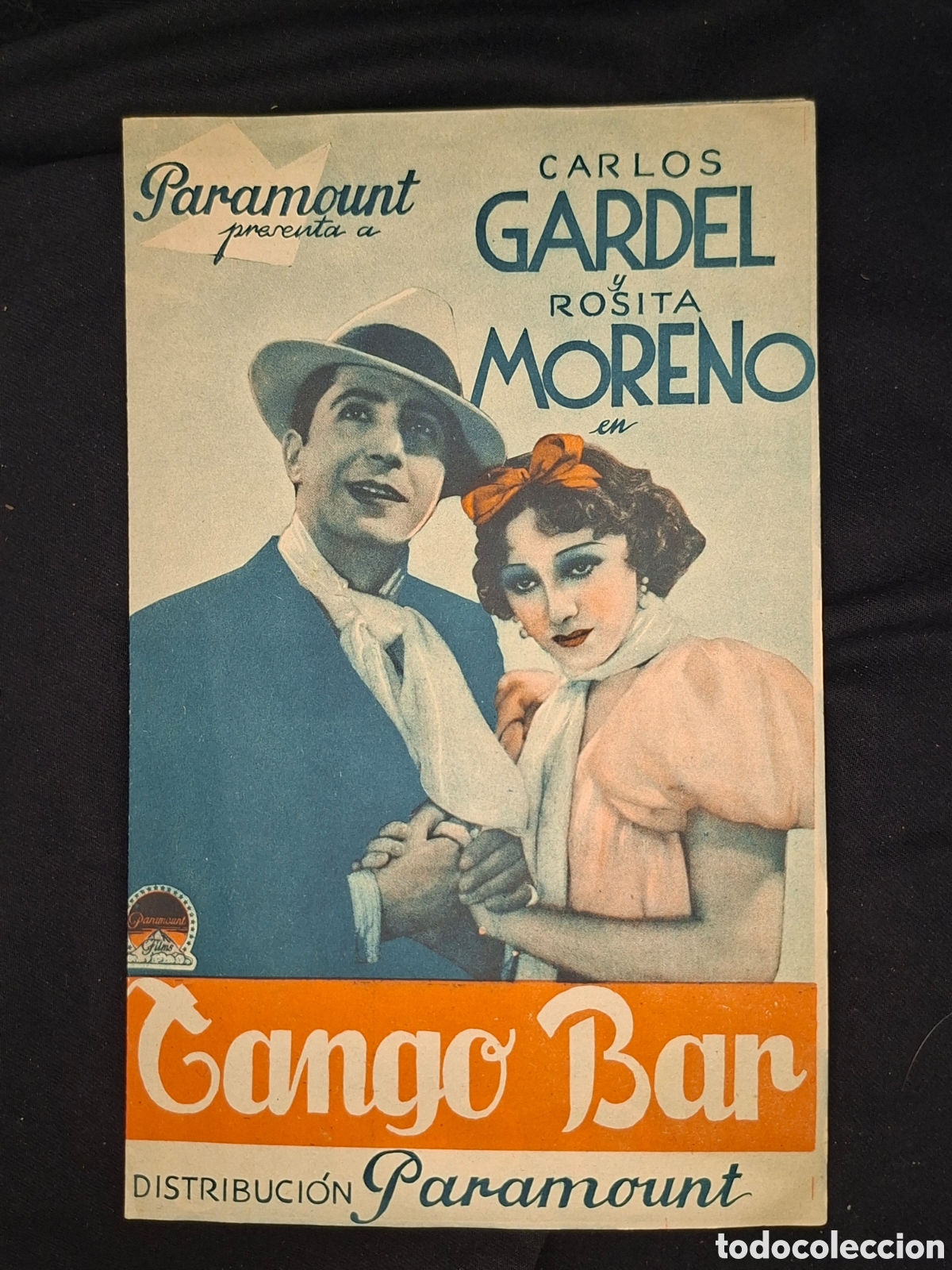 Cine: Folleto de mano tango bar. Con Carlos Gardel y Rosita Moreno. CITC1