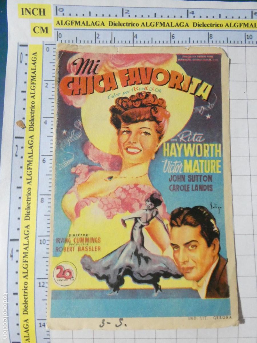 Cine: PROGRAMA DE MANO. CINE. PEL&Iacute;CULA. MI CHICA FAVORITA RITA HAYWORTH ECHEGARAY MALAGA. 565