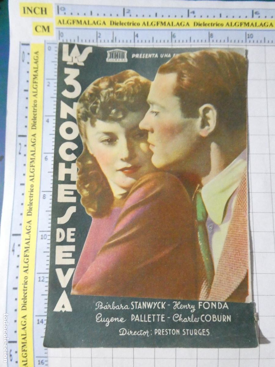 Cine: PROGRAMA DE MANO. CINE. PEL&Iacute;CULA. LAS 3 NOCHES DE EVA. SAL&Oacute;N NACIONAL GRANADA. 571