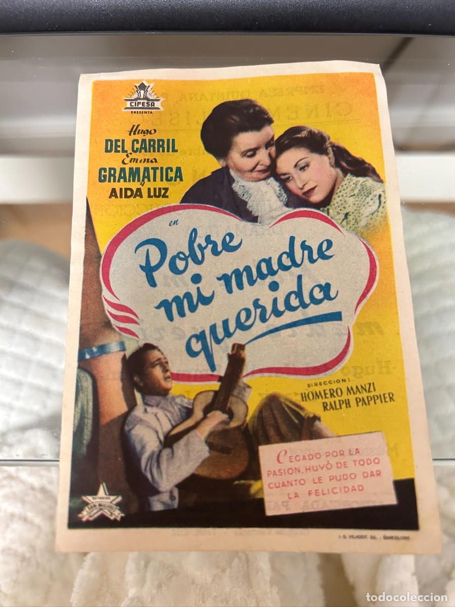 Cine: &ordm;1295 pobre mi madre querida cinema eliseos zaragoza con publicidad buen estado