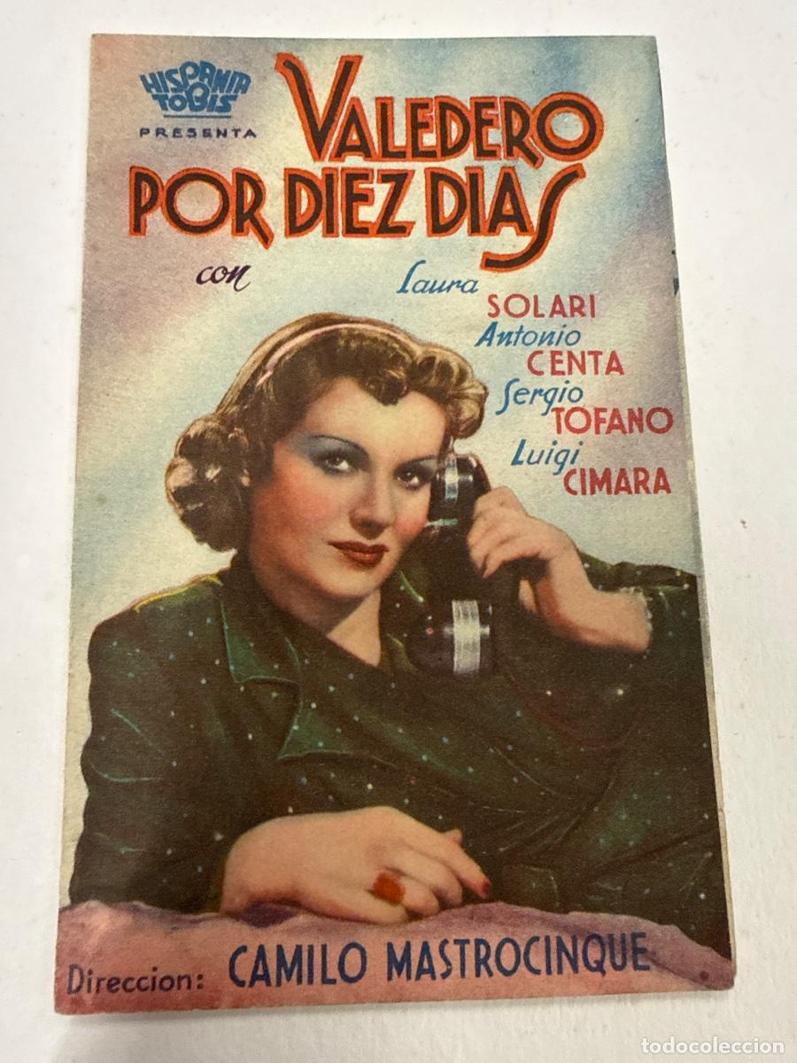 Cine: VALEDERO POR DIEZ DIAS. Antiguo programa de cine de mano, Diptico