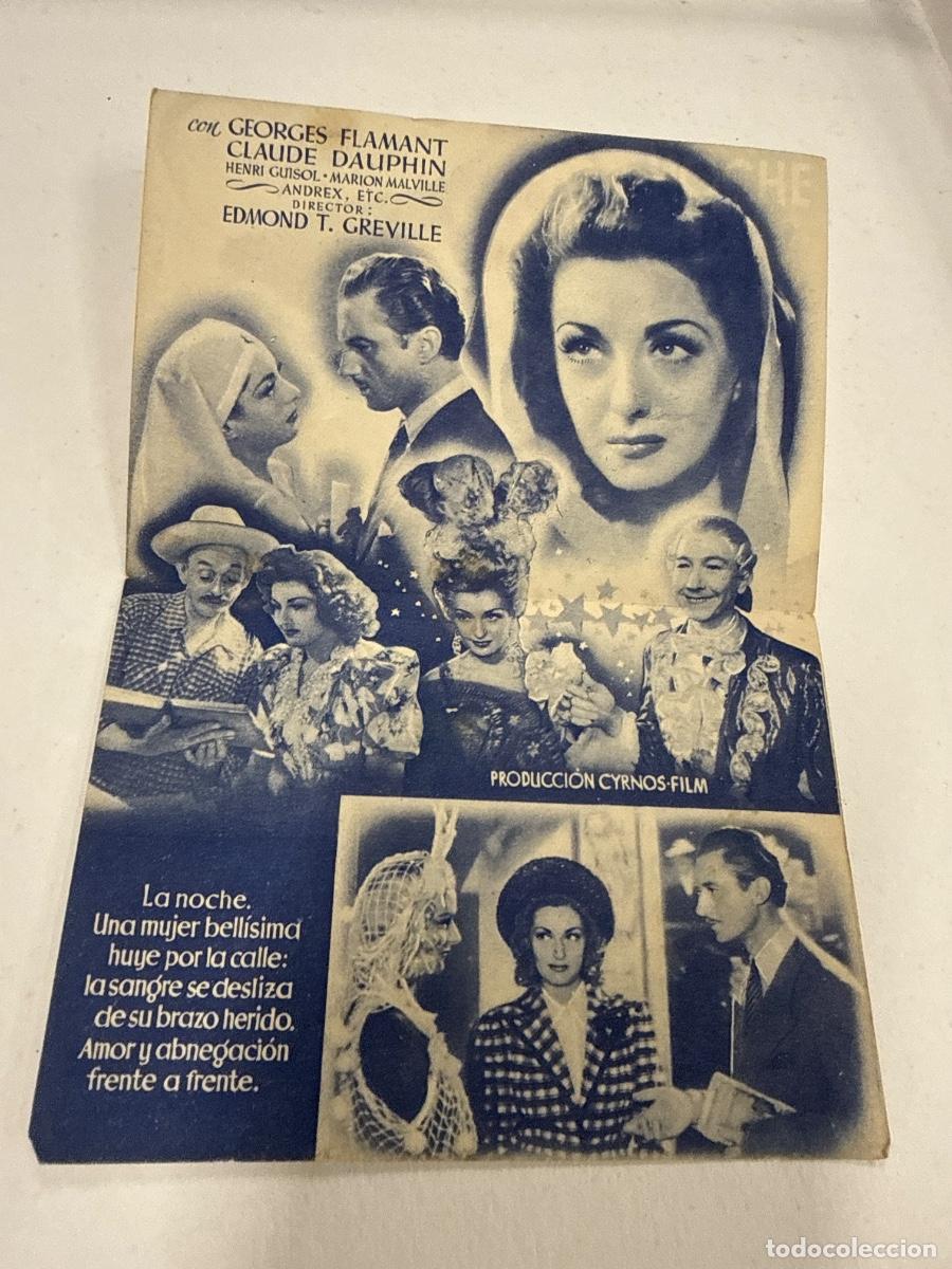 Cine: UNA MUJER EN LA NOCHE. Antiguo programa de cine de mano, Diptico - Foto 2