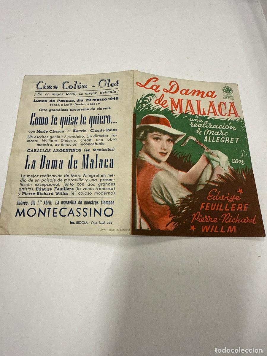 Cine: LA DAMA DE MALACA. Antiguo programa de cine de mano, Diptico - Foto 3