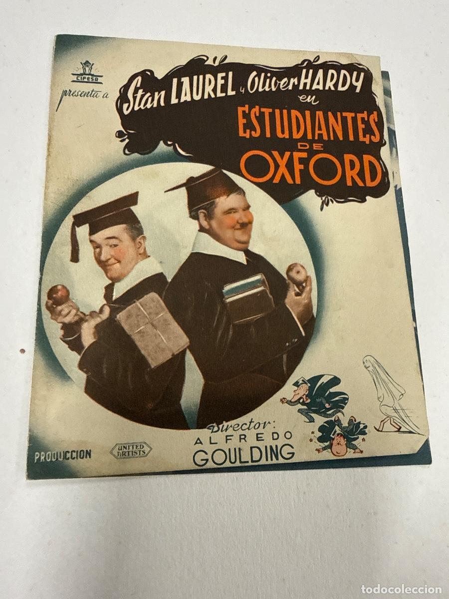 Cine: ESTUDIANTES DE OXFORD. EL GORDO Y EL FLACO . Antiguo programa de cine de mano, Diptico