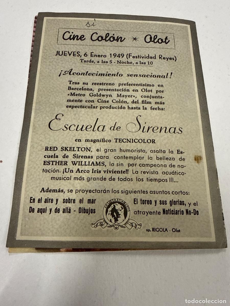 Cine: ESCUELA DE SIRENAS. Antiguo programa de cine de mano. Diptico - Foto 3