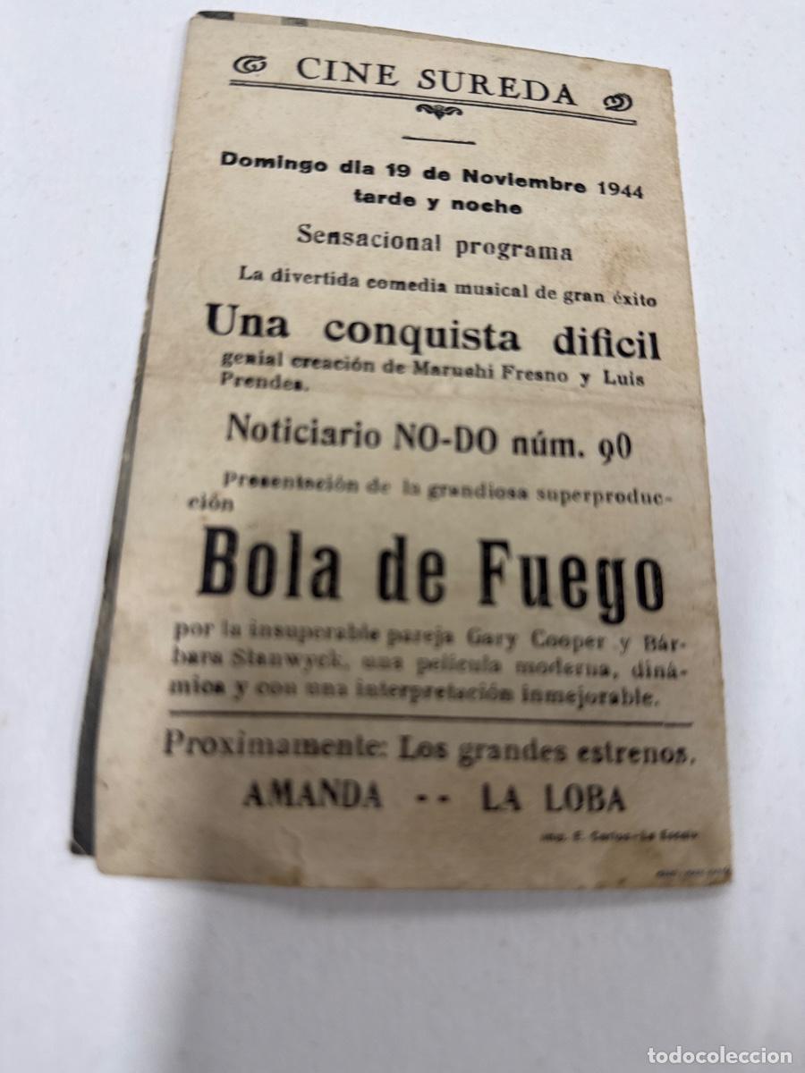 Cine: BOLA DE FUEGO. Antiguo programa de cine de mano. Diptico - Foto 3