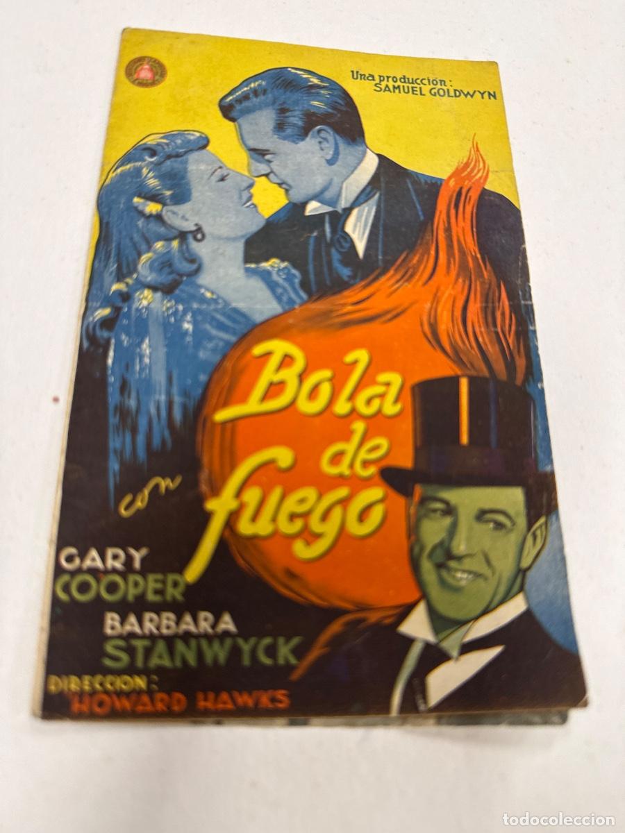 Cine: BOLA DE FUEGO. Antiguo programa de cine de mano. Diptico - Foto 1