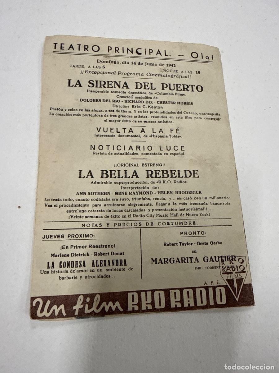 Cine: LA BELLA REBELDE. Antiguo programa de cine de mano. Diptico - Foto 3
