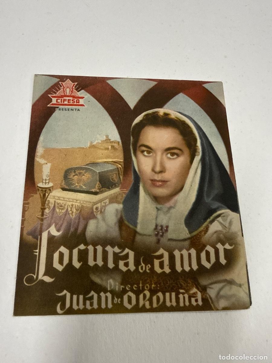 Cine: LOCURA DE AMOR. Antiguo programa de cine de mano. Diptico - Foto 1