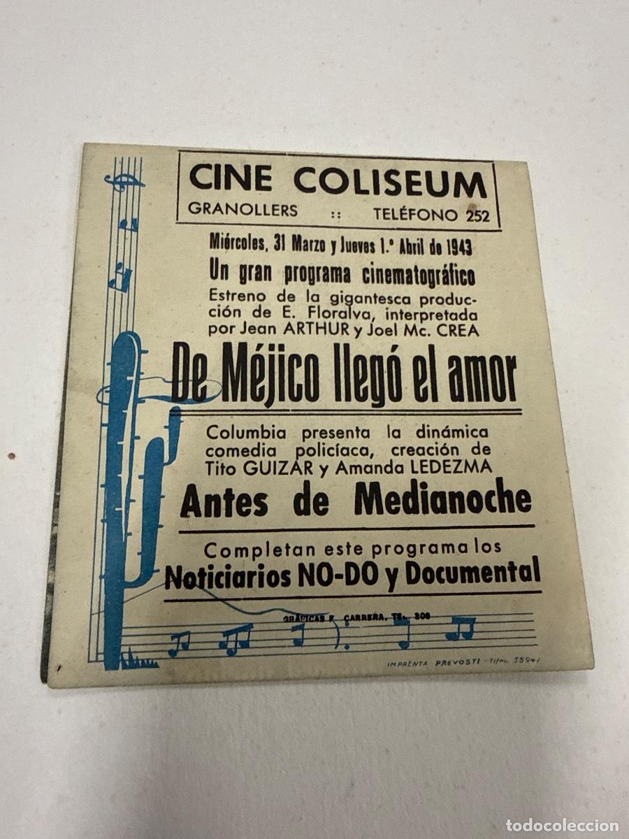 Cine: DE MEJICO LLEGO EL AMOR. Antiguo programa de cine de mano. Diptico - Foto 3