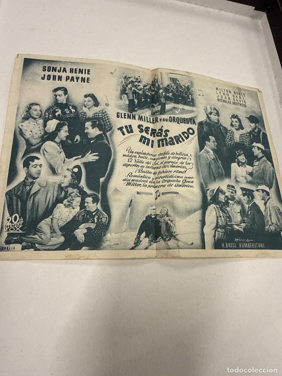 Cine: TU SERAS MI MARIDO Antiguo programa de cine de mano. Diptico - Foto 2