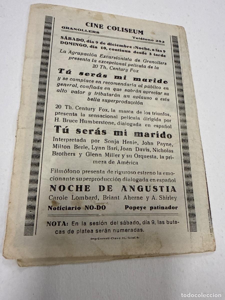 Cine: TU SERAS MI MARIDO Antiguo programa de cine de mano. Diptico - Foto 3